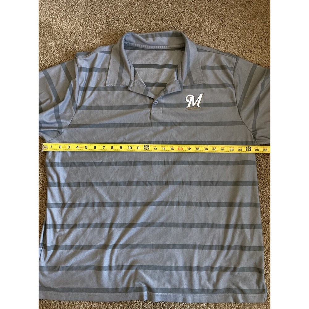 Mens Milwaukee Brewers polo "M" Logo Lightweight Shirt Gray Size 2XL - Picture 6 of 6